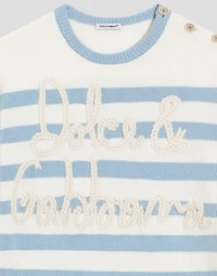 Striped plain-knit pullover with Dolce&Gabbana logo