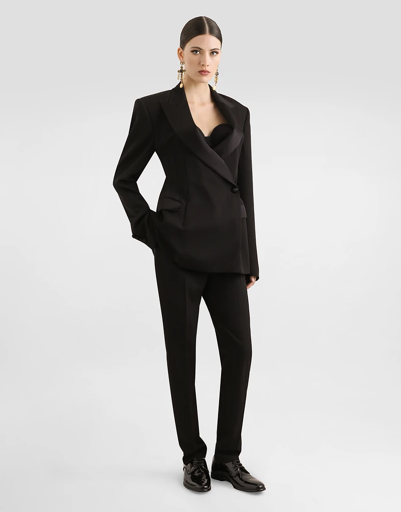 Tailored woolen tuxedo pants