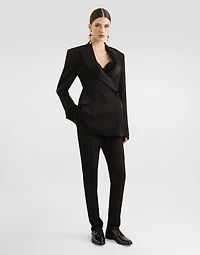 Tailored woolen tuxedo pants