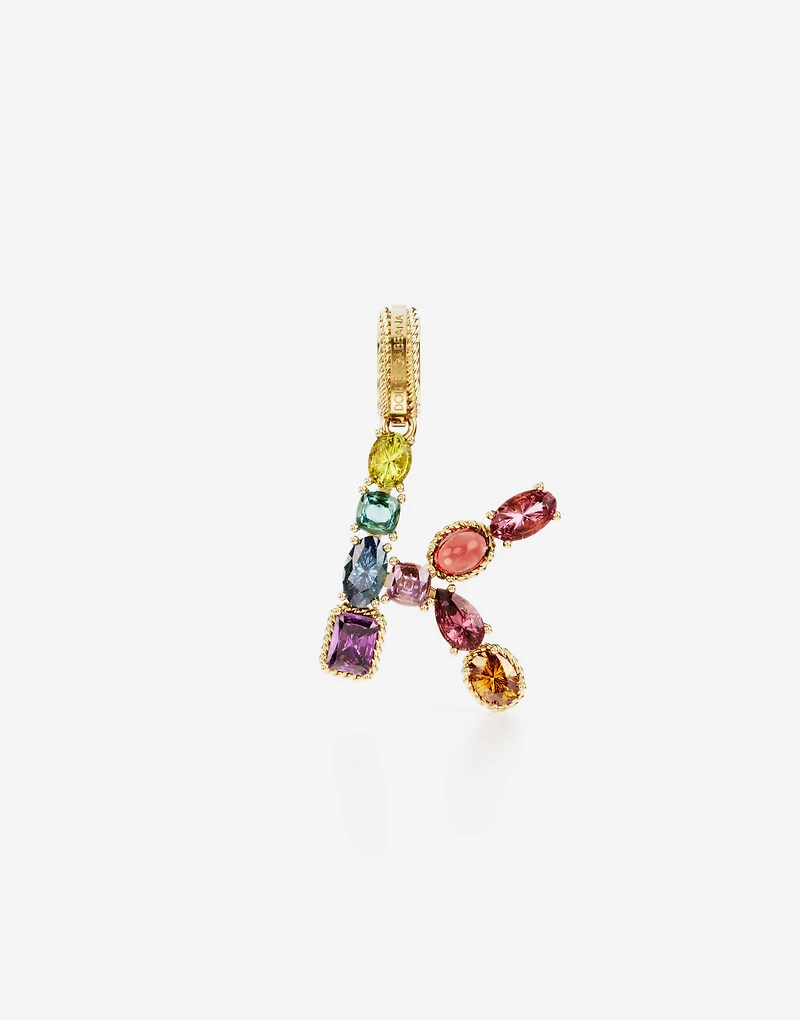 Charm K Lettering 18-carat yellow gold and multicolored gems