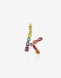 Charm K Lettering 18-carat yellow gold and multicolored gems