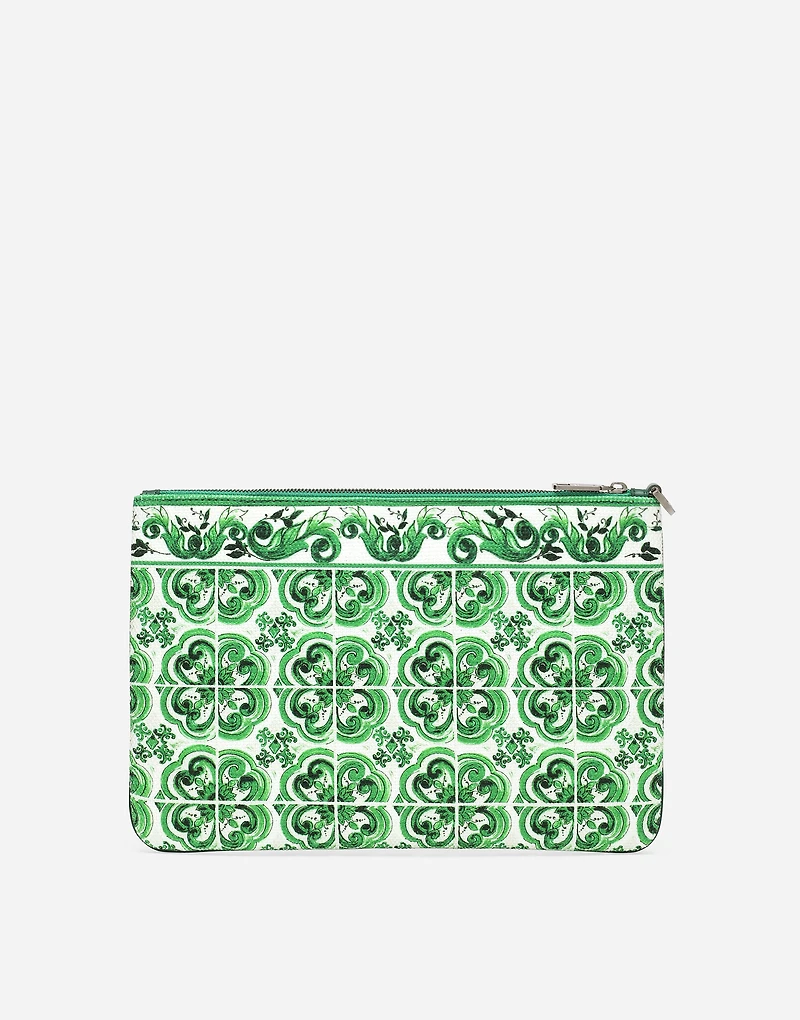 Majolica-print canvas pouch