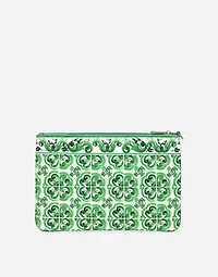 Majolica-print canvas pouch