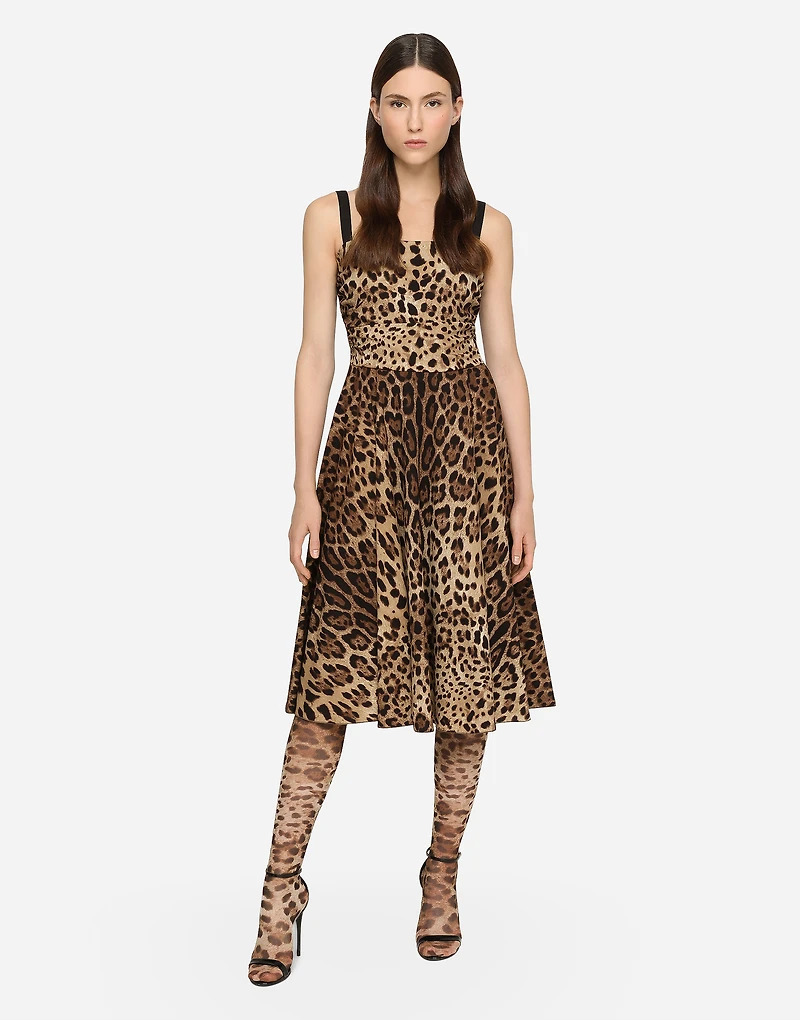 Leopard-print cady wrap dress