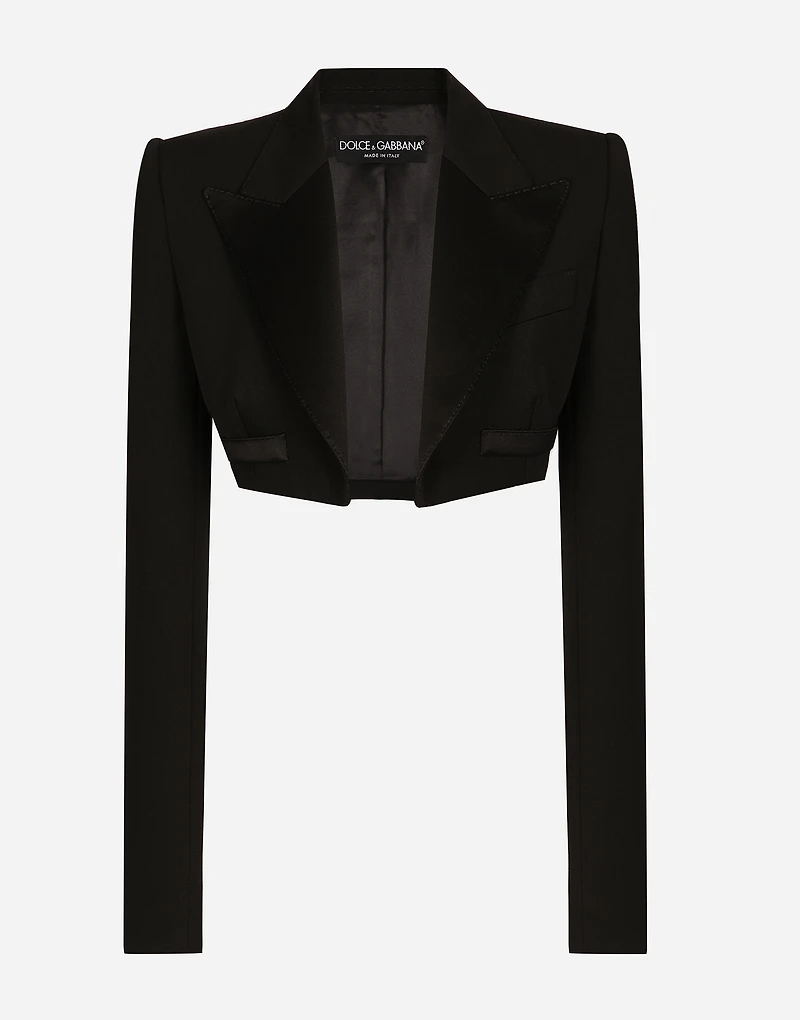 Single-breasted wool gabardine Spencer tuxedo jacket