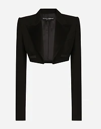 Single-breasted wool gabardine Spencer tuxedo jacket