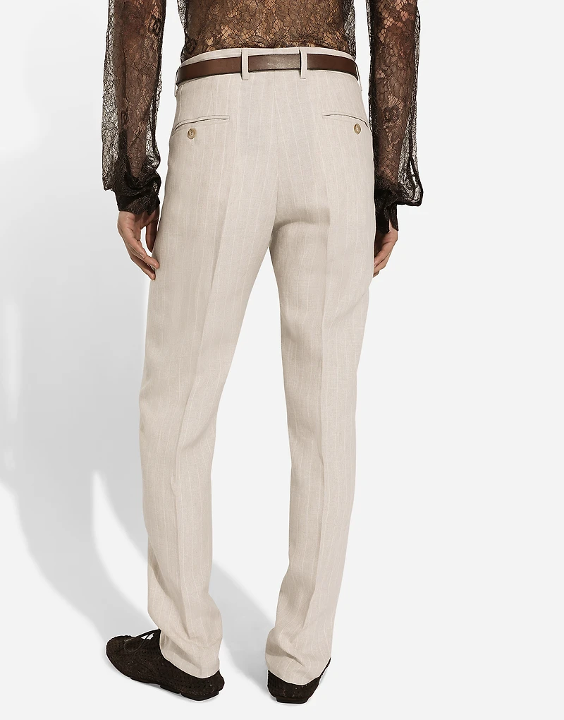 Pinstripe linen pants