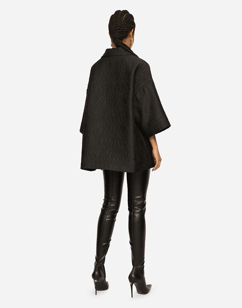Short floral jacquard cape