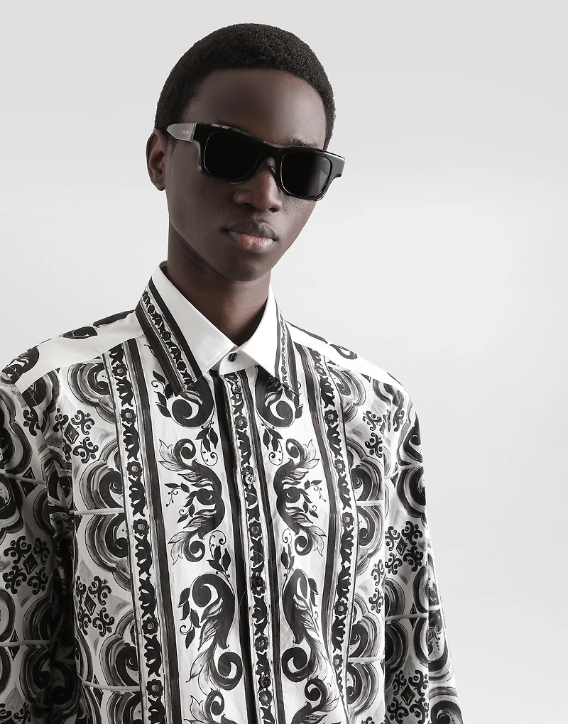 Majolica-print poplin martini shirt