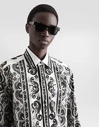 Majolica-print poplin martini shirt