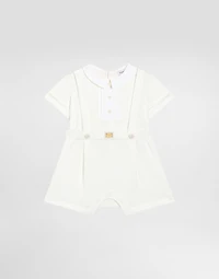 Interlock and piqué romper suit with diamond stitch detailing
