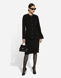 Tweed midi skirt with DG logo
