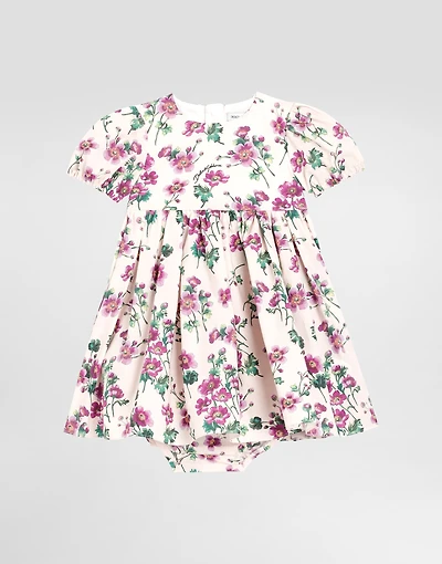 Violets-print poplin dress