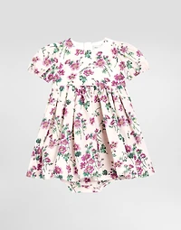 Violets-print poplin dress