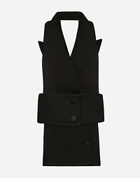 Double-breasted wool gabardine waistcoat