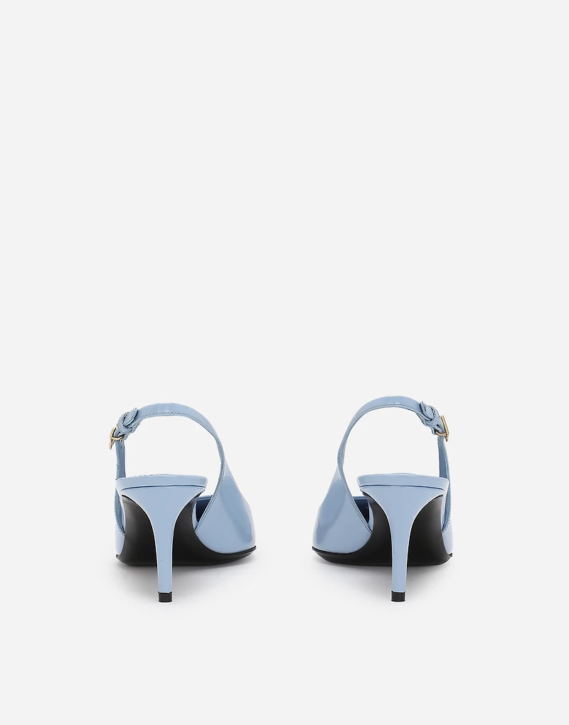 Polished calfskin slingbacks