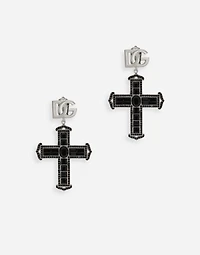KIM DOLCE&GABBANA Cross earrings with rhinestone accents