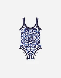 Majolica-print one-piece swimsuit