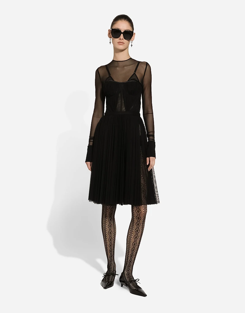 Light tulle dress with corset details