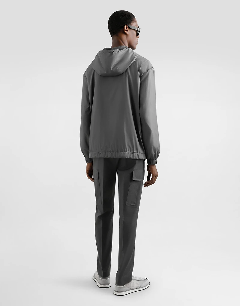 Technical fabric sports jacket with hood
