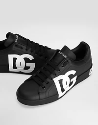 Calfskin nappa Portofino sneakers with DG logo print
