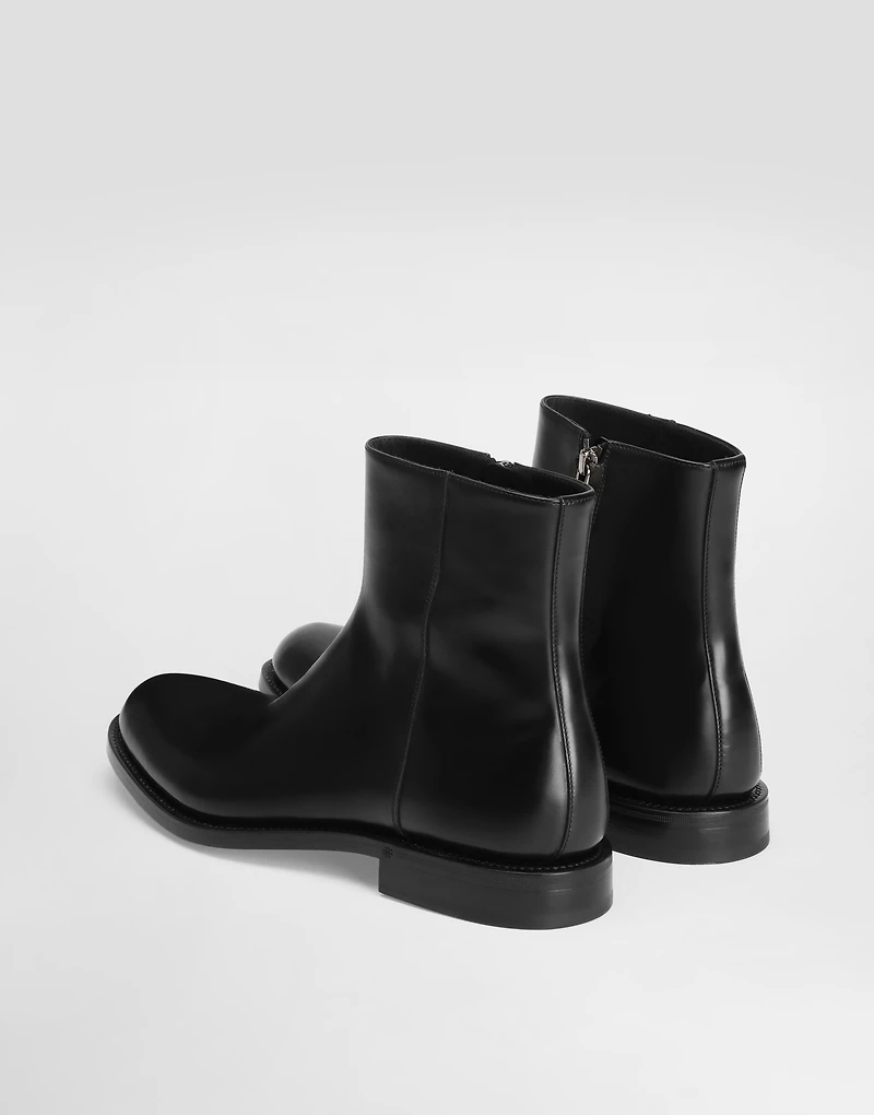 Brushed leather ankle boots