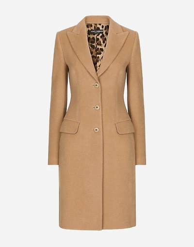 Single-breasted camel wool coat