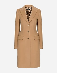 Single-breasted camel wool coat