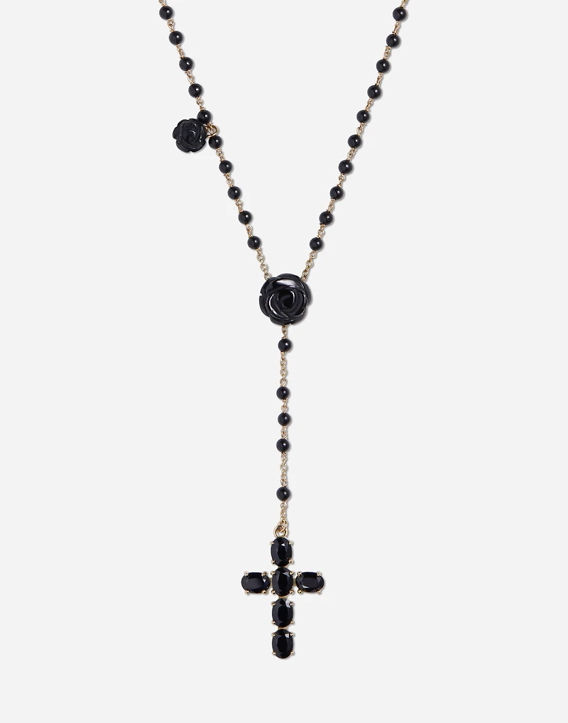  Sicily Rosary Necklace
 18-carat yellow gold, black sapphires and black jade