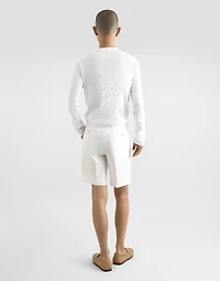 Ribbed cotton granddad-neck sweater