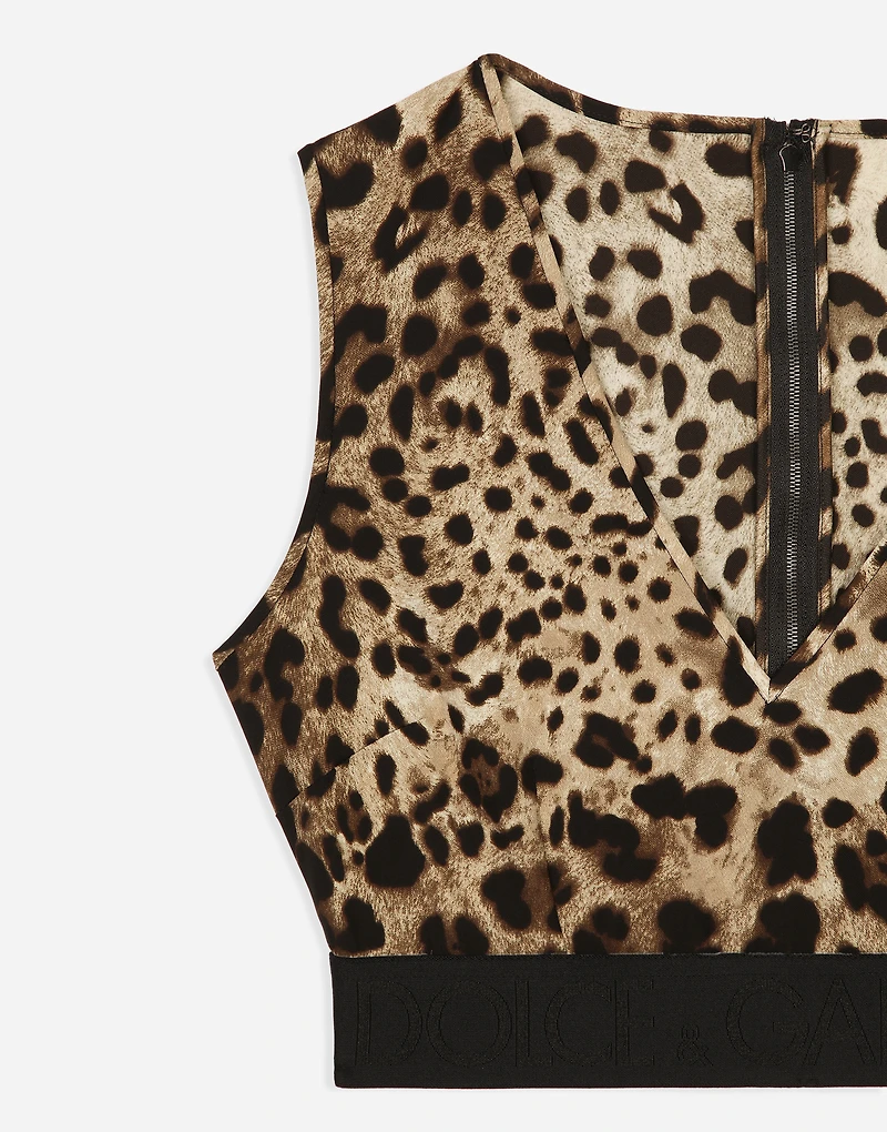 Leopard-print charmeuse top