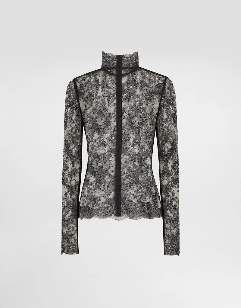 Floral lace turtle-neck top