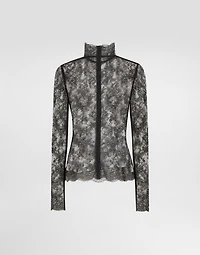 Floral lace turtle-neck top