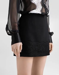 Wool crepe miniskirt