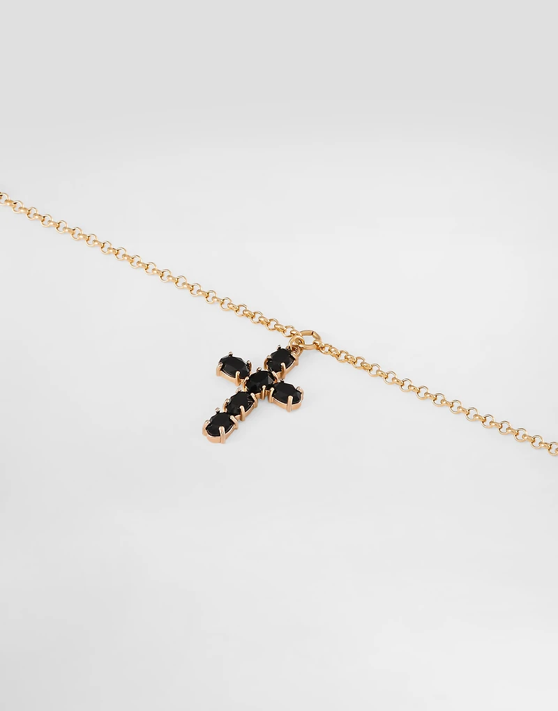 Fine link bracelet with cross charm