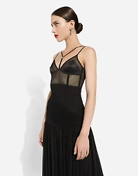 Tulle midi dress with lingerie details and the DG logo