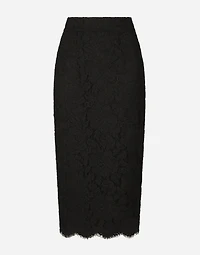 Branded stretch lace midi skirt