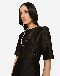 Fit-and-flare midi dress floral jacquard
