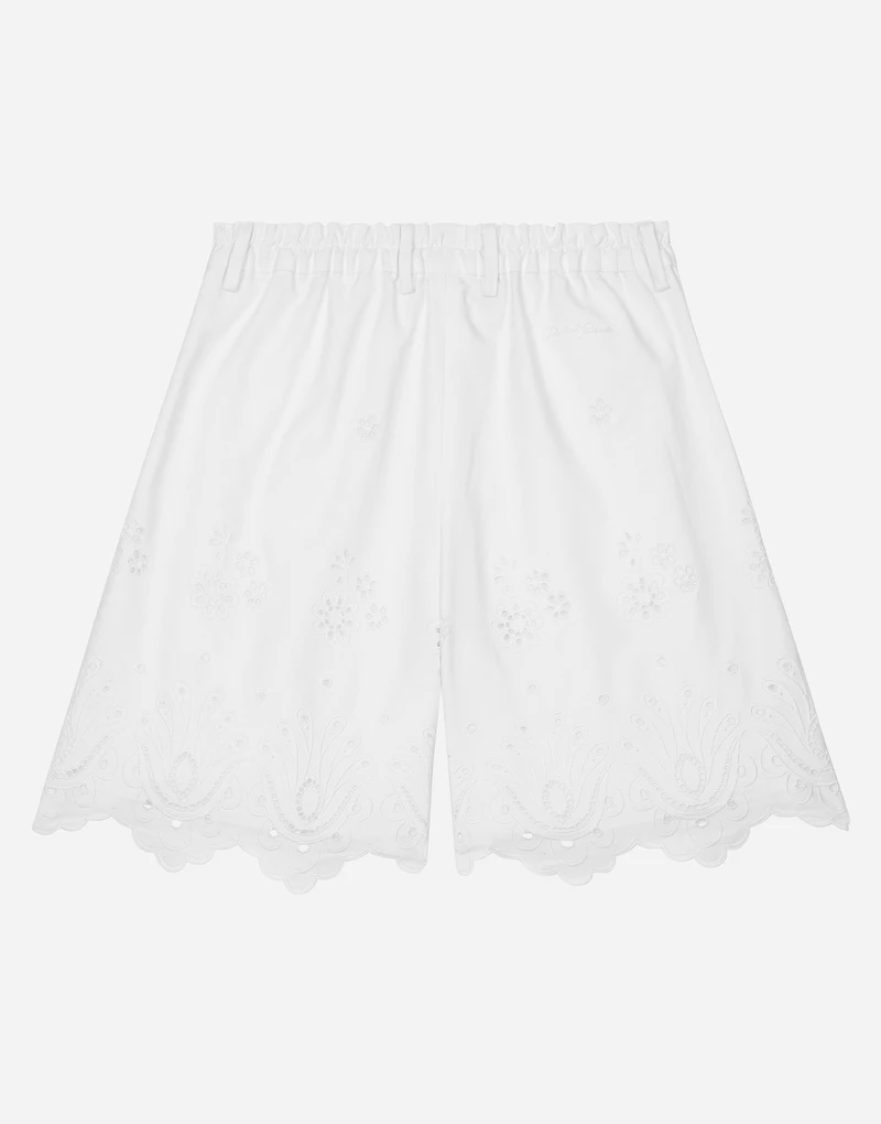 Poplin and broderie anglaise shorts