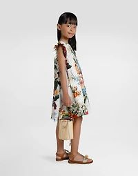Flower-print poplin dress