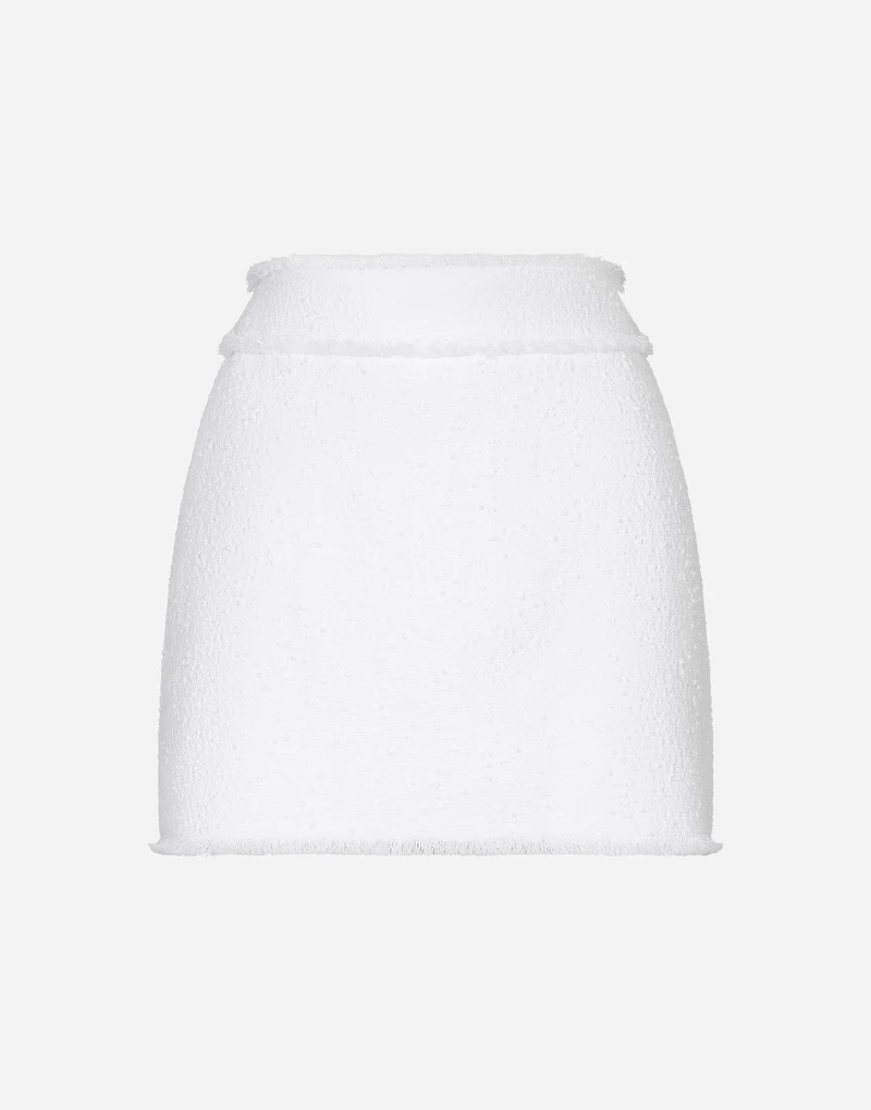 Cotton raschel tweed miniskirt
