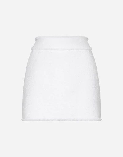 Cotton raschel tweed miniskirt