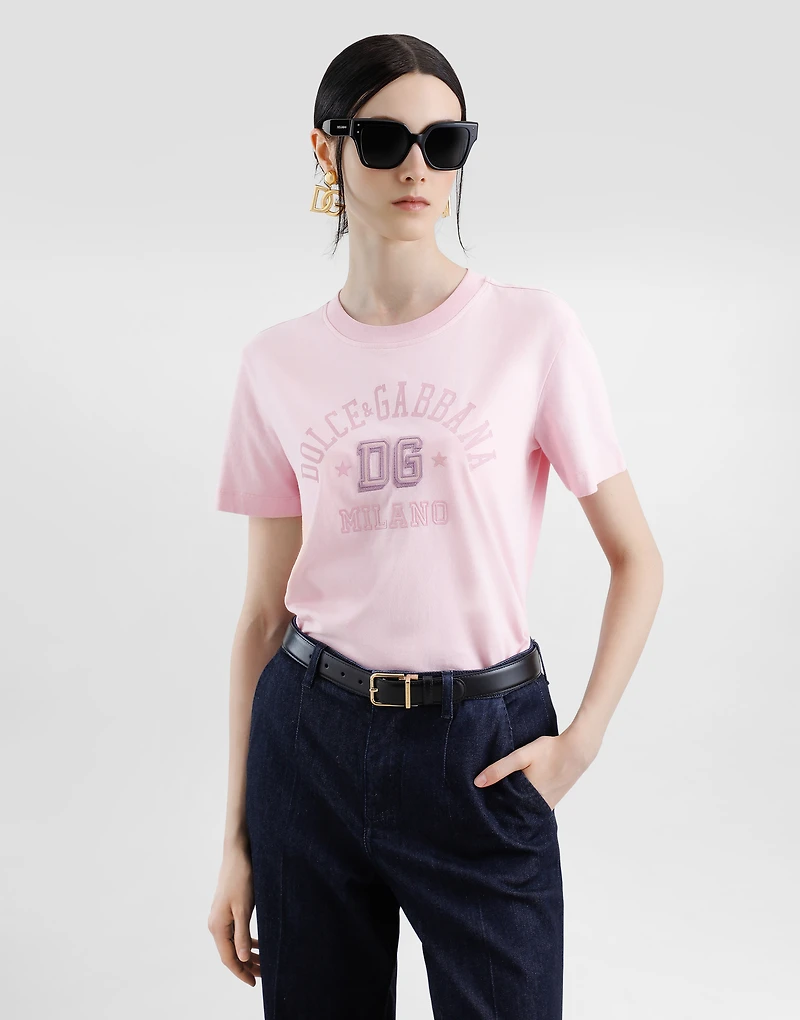 Oversize jersey T-shirt with raised DG logo embroidery