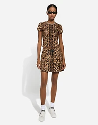 Leopard-print Crespo fleece miniskirt