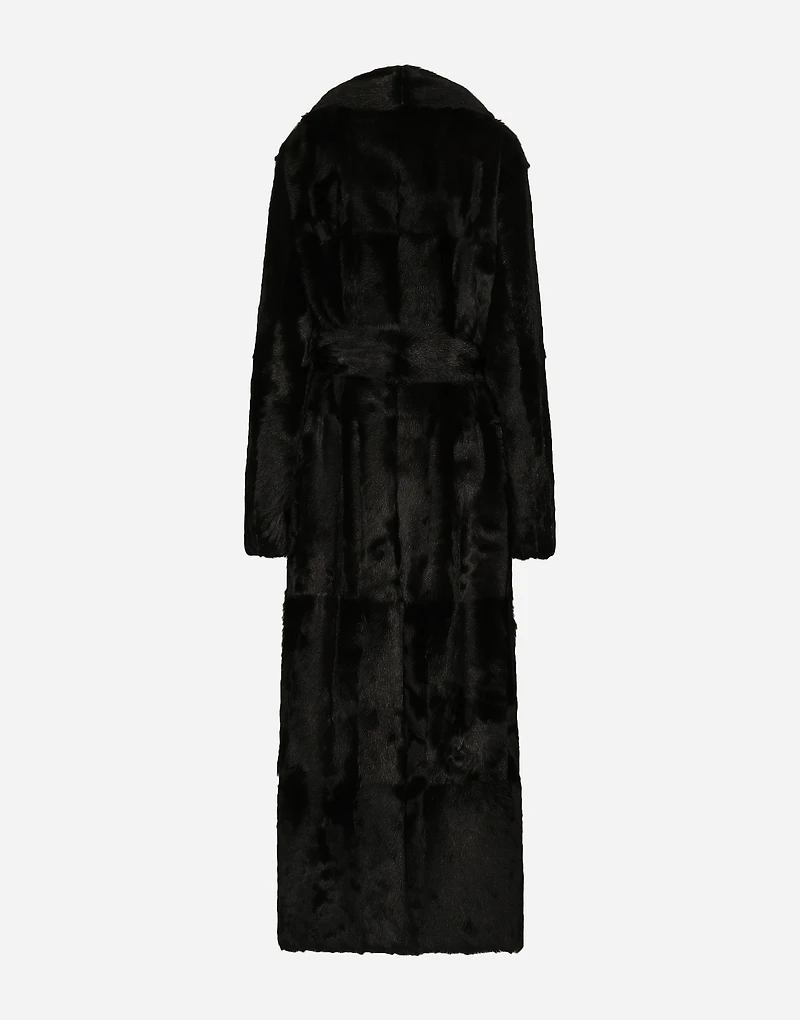 Goatskin coat with belt
