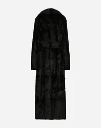 Goatskin coat with belt