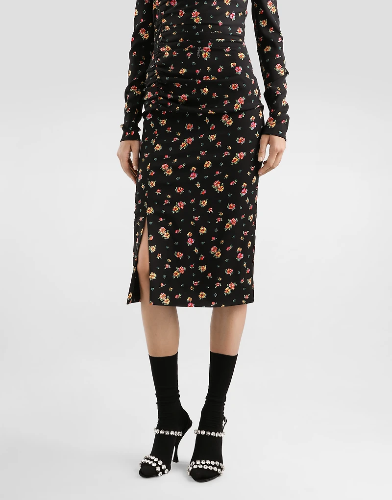 Small floral-print charmeuse dress