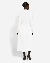Long double-breasted wool cady coat