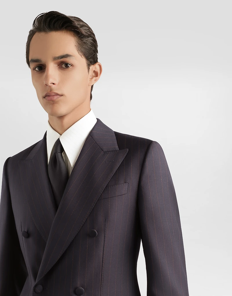 Double-breasted sicilia light jacket pinstriped wool