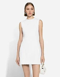 Short cotton raschel tweed dress